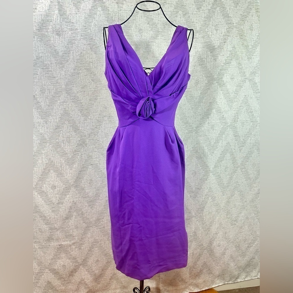 Vintage Sue Leslie of California purple rosette cocktail dress size 10